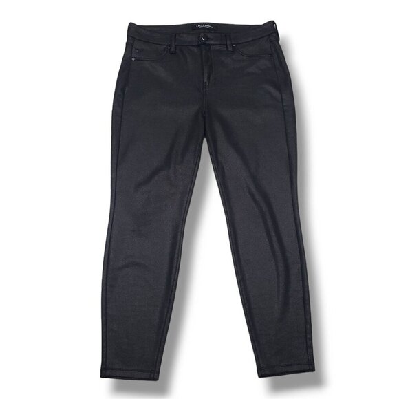 Liverpool Pants Womens 12 Petite Black Coated High Rise Leggings - Picture 1 of 10